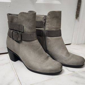 Ecco Touch Gray Leather Ankle Boots